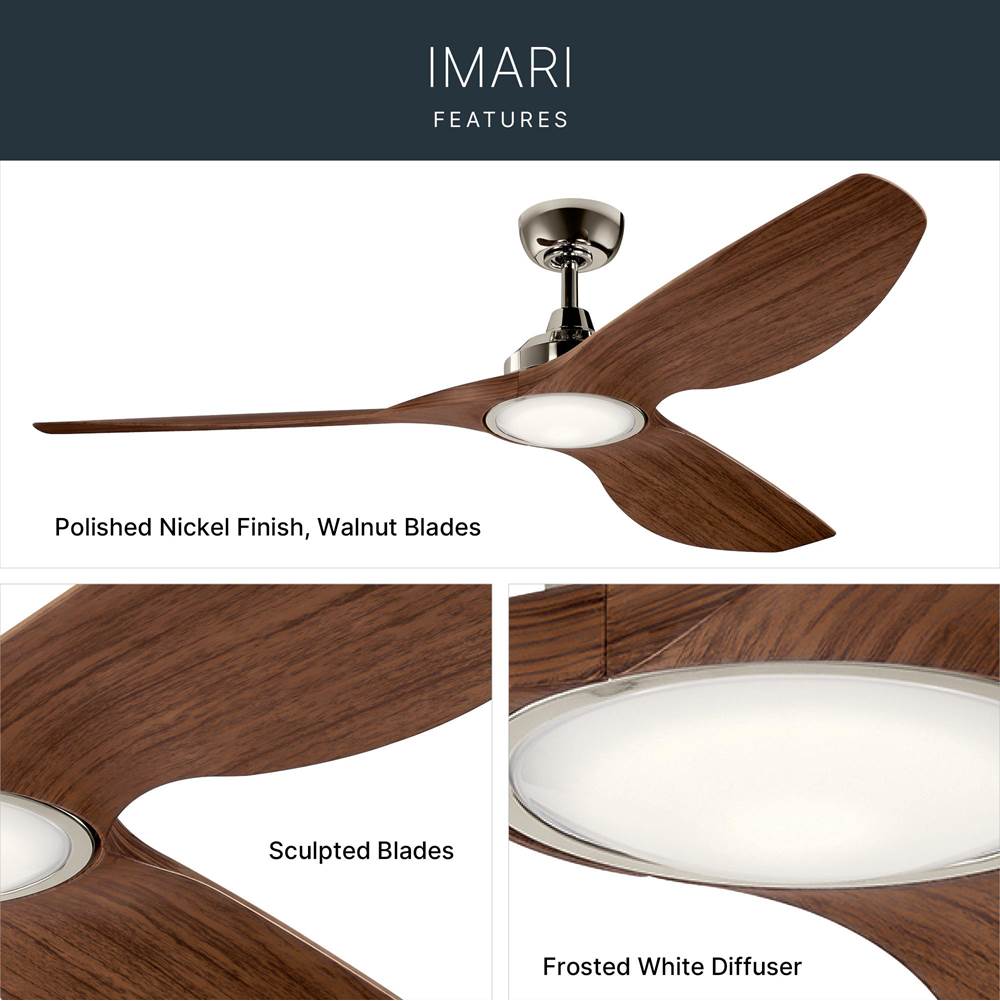 Kichler Lighting 300365PN Polished Nickel 65 Inch Imari Fan Led Image 8
