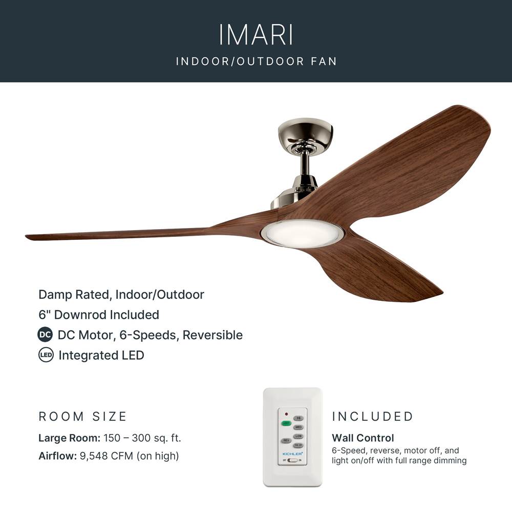 Kichler Lighting 300365PN Polished Nickel 65 Inch Imari Fan Led Image 7