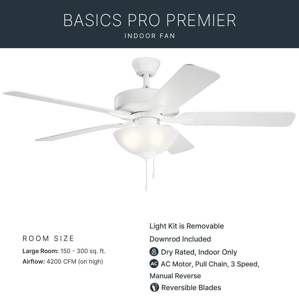 Kichler Lighting 330017MWH Matte White 52 Inch Basics Pro Select Fan Image 6