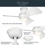 Kichler Lighting 330150MWH Matte White 34 Inch Sola Fan Led Image 8