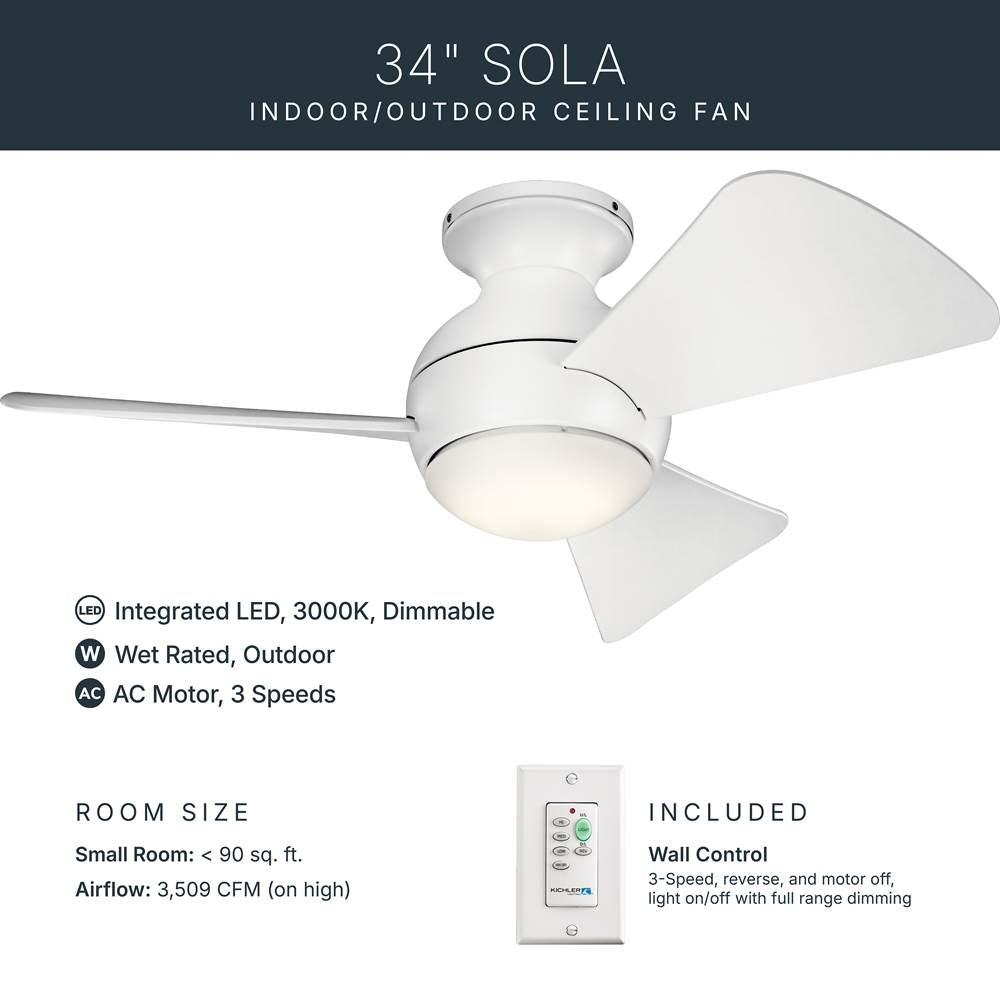 Kichler Lighting 330150MWH Matte White 34 Inch Sola Fan Led Image 9