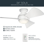 Kichler Lighting 330150MWH Matte White 34 Inch Sola Fan Led Image 9