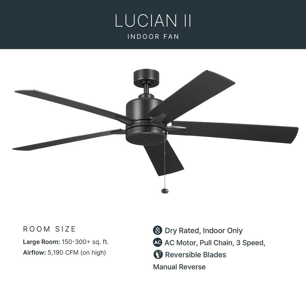 Kichler Lighting 330243SBK Satin Black 60 Inch Lucian Ii Fan Image 8