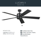 Kichler Lighting 330243SBK Satin Black 60 Inch Lucian Ii Fan Image 8