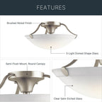 Kichler Lighting 3627NI Brushed Nickel Semi Flush 3lt Image 7