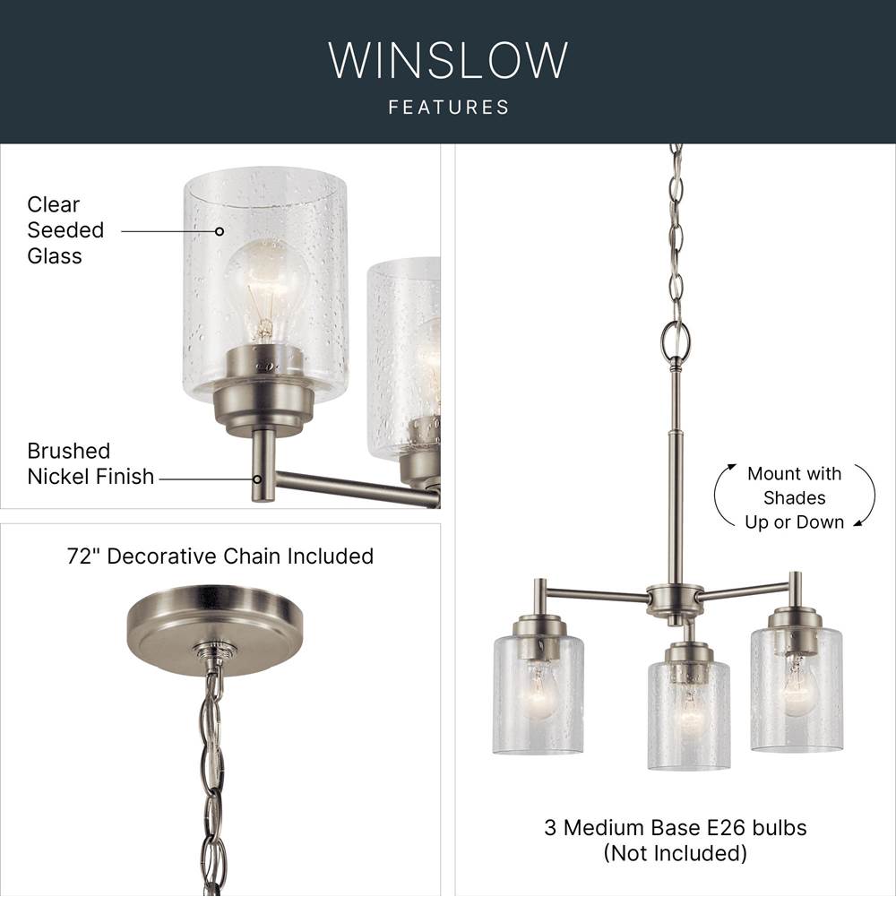 Kichler Lighting 44029NI Brushed Nickel Mini Chandelier 3lt Image 7