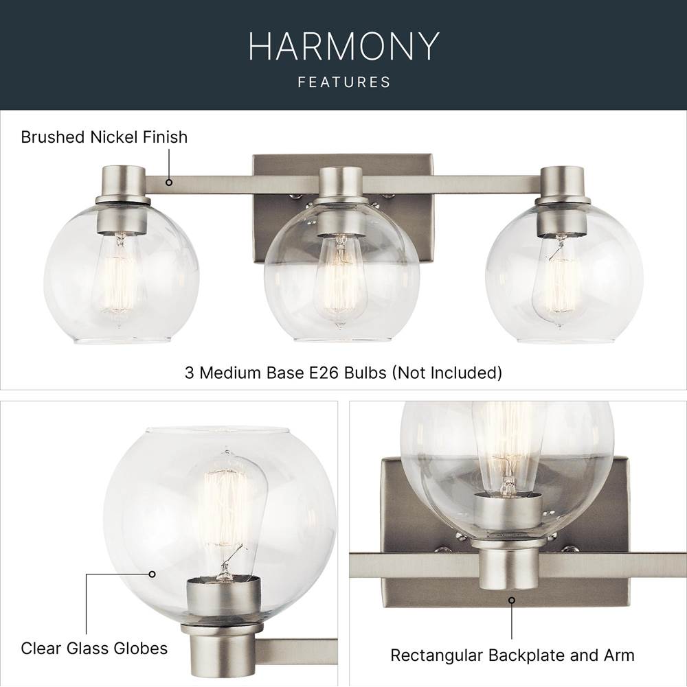 Kichler Lighting 45894NI Brushed Nickel Bath 3lt Image 8