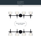 Kichler Lighting 45974BK Black Avery 33.5 Inch 4 Light Vanity Light With Clear Seeded Glass In Black Image 7