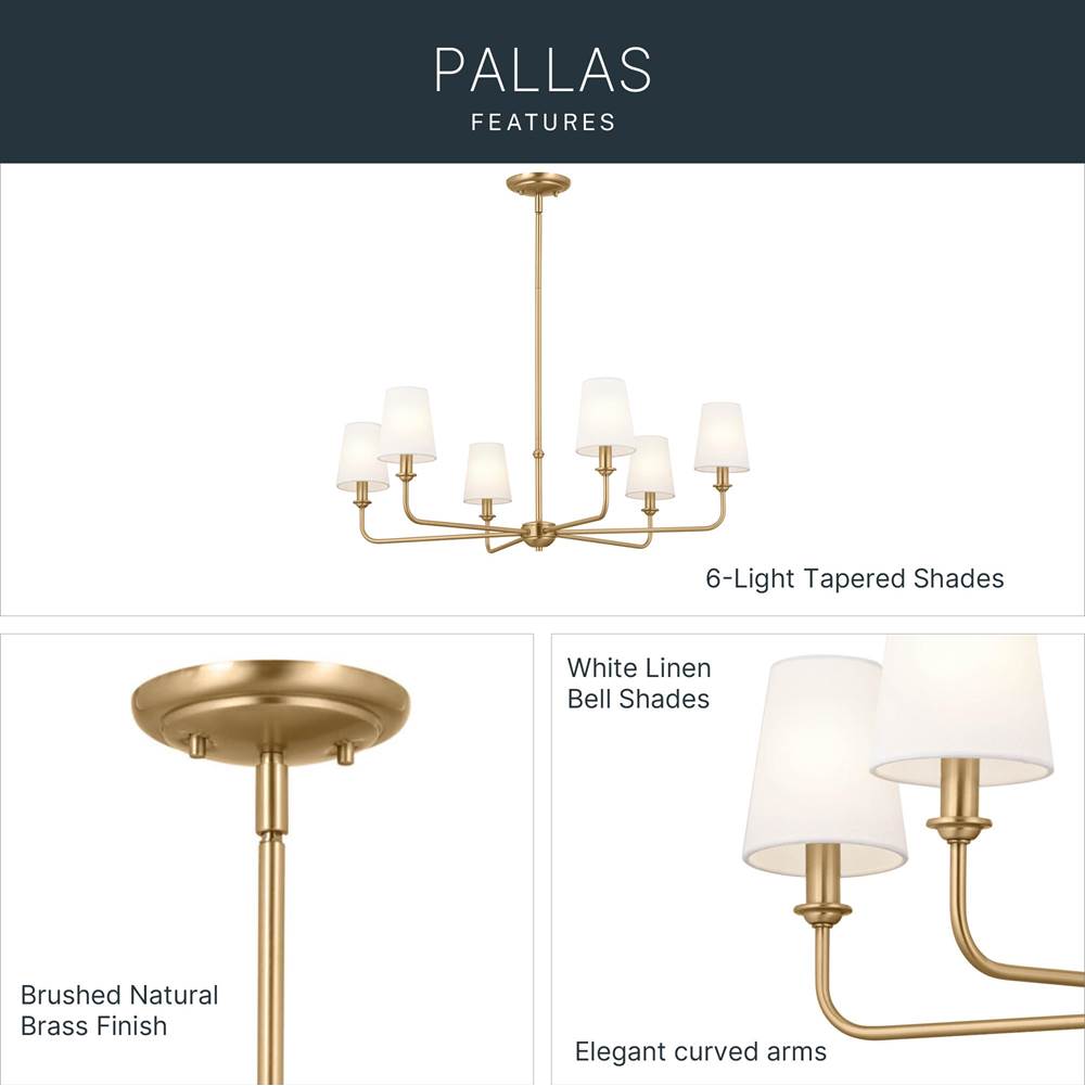 Kichler Lighting 52516BNB Brushed Natural Brass Chandelier 6lt Image 8