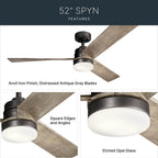 Kichler Lighting 300275AVI Anvil Iron 52 Inch Spyn Fan Led Image 7