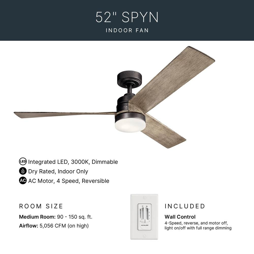 Kichler Lighting 300275AVI Anvil Iron 52 Inch Spyn Fan Led Image 8