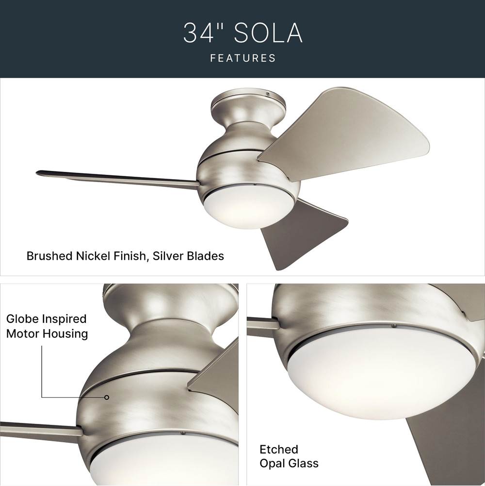 Kichler Lighting 330150NI Brushed Nickel 34 Inch Sola Fan Led Image 7