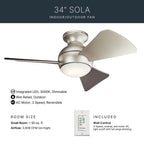 Kichler Lighting 330150NI Brushed Nickel 34 Inch Sola Fan Led Image 8