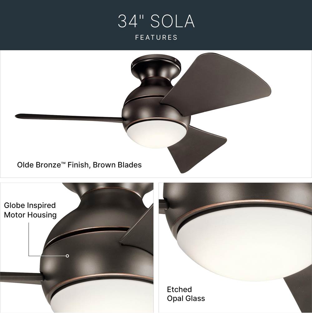 Kichler Lighting 330150OZ Olde Bronze 34 Inch Sola Fan Led Image 7