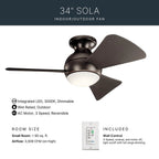 Kichler Lighting 330150OZ Olde Bronze 34 Inch Sola Fan Led Image 8