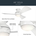 Kichler Lighting 330151MWH Matte White 44 Inch Sola Fan Led Image 7