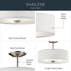 Kichler Lighting 43675NI Brushed Nickel Semi Flush 3lt Image 7