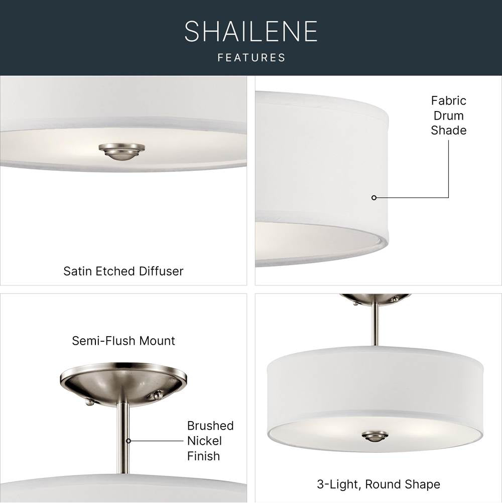 Kichler Lighting 43675NI Brushed Nickel Semi Flush 3lt Image 7