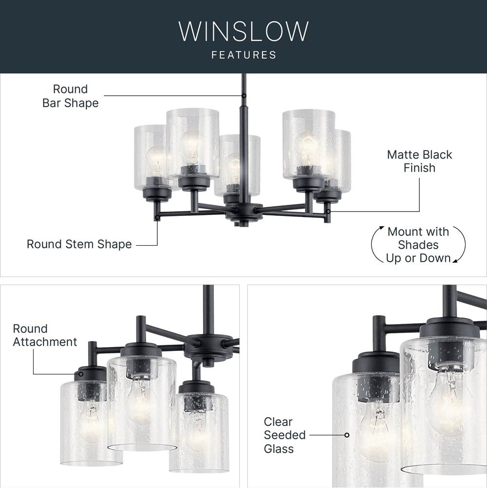 Kichler Lighting 44030BK Black Chandelier 5lt Image 6
