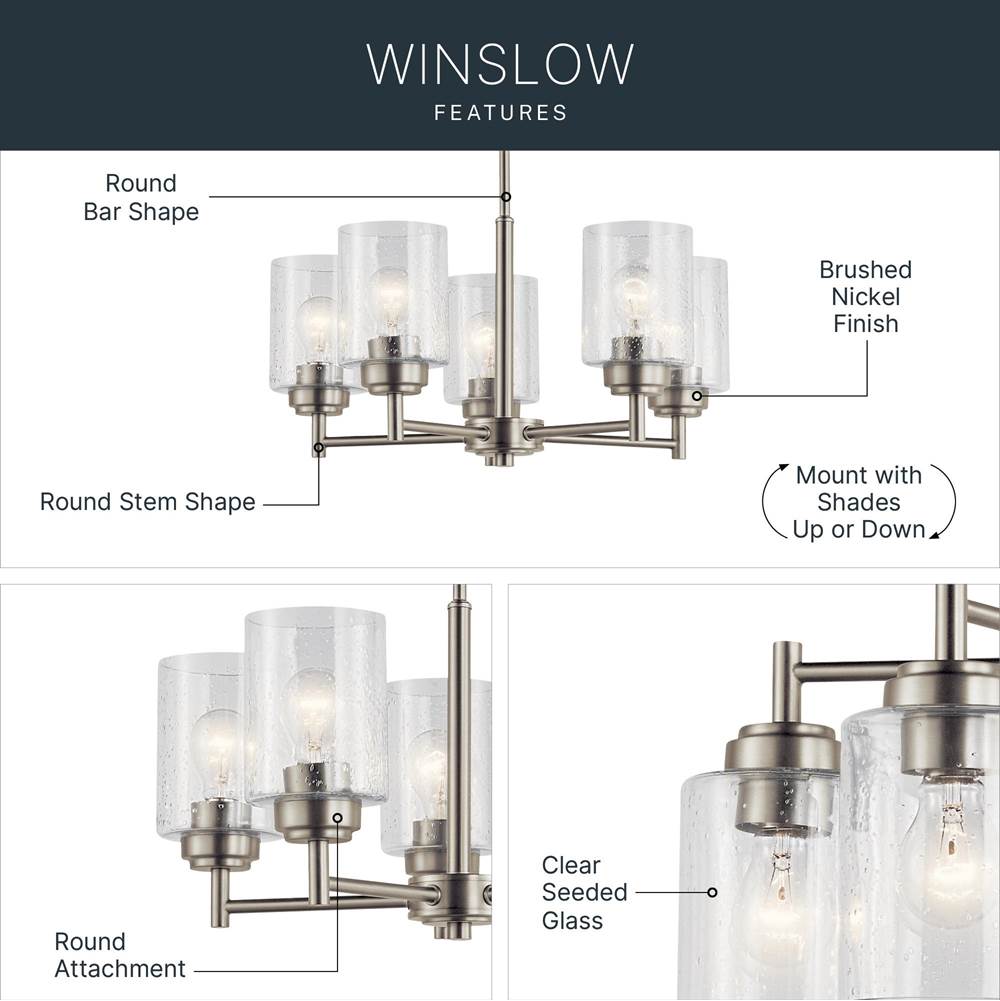 Kichler Lighting 44030NI Brushed Nickel Chandelier 5lt Image 6