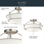 Kichler Lighting 44085NI Brushed Nickel Semi Flush 3lt Image 9