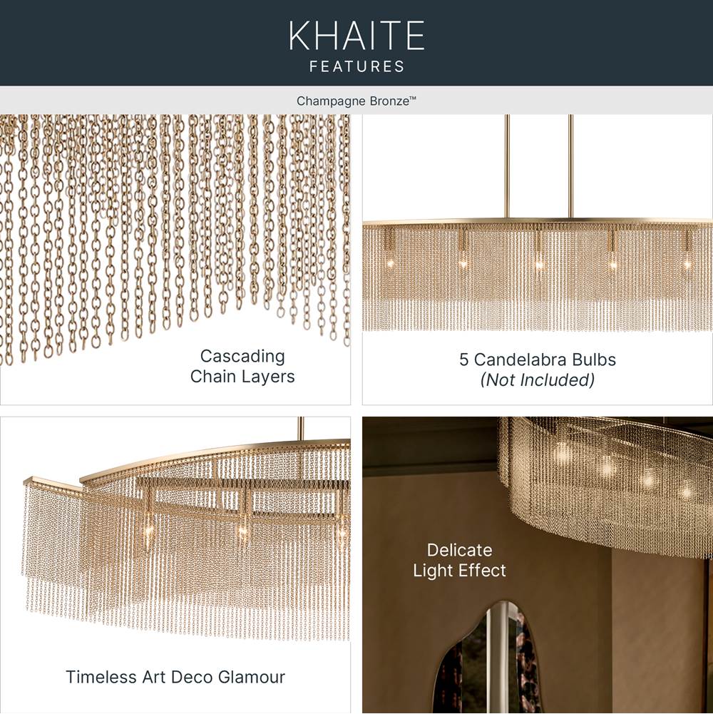 Kichler Lighting 52825CPZ Champagne Bronze Linear Chandelier 5lt Image 4