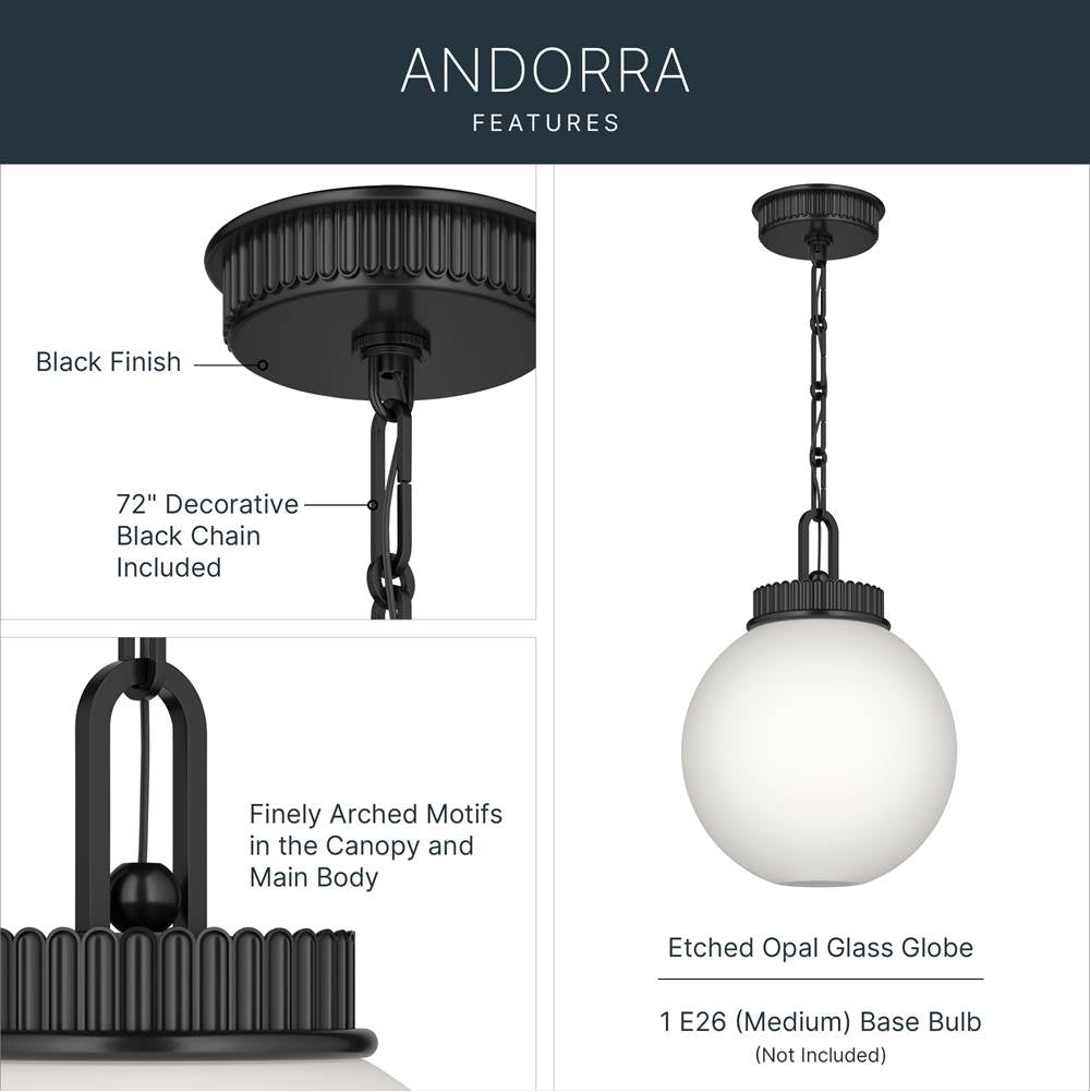 Kichler Lighting 52866BK Black Pendant 1lt Image 3