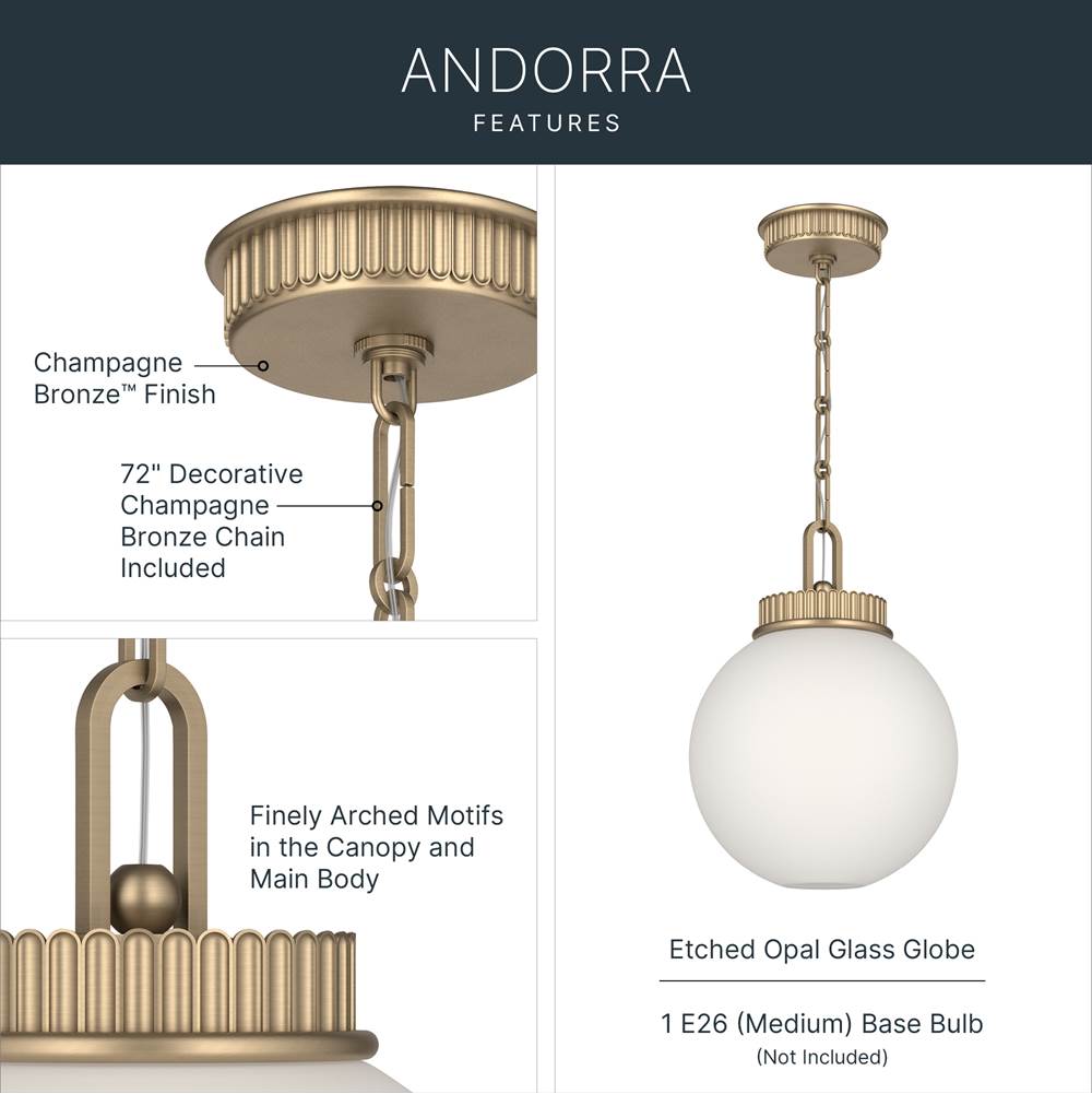 Kichler Lighting 52866CPZ Champagne Bronze Pendant 1lt Image 3