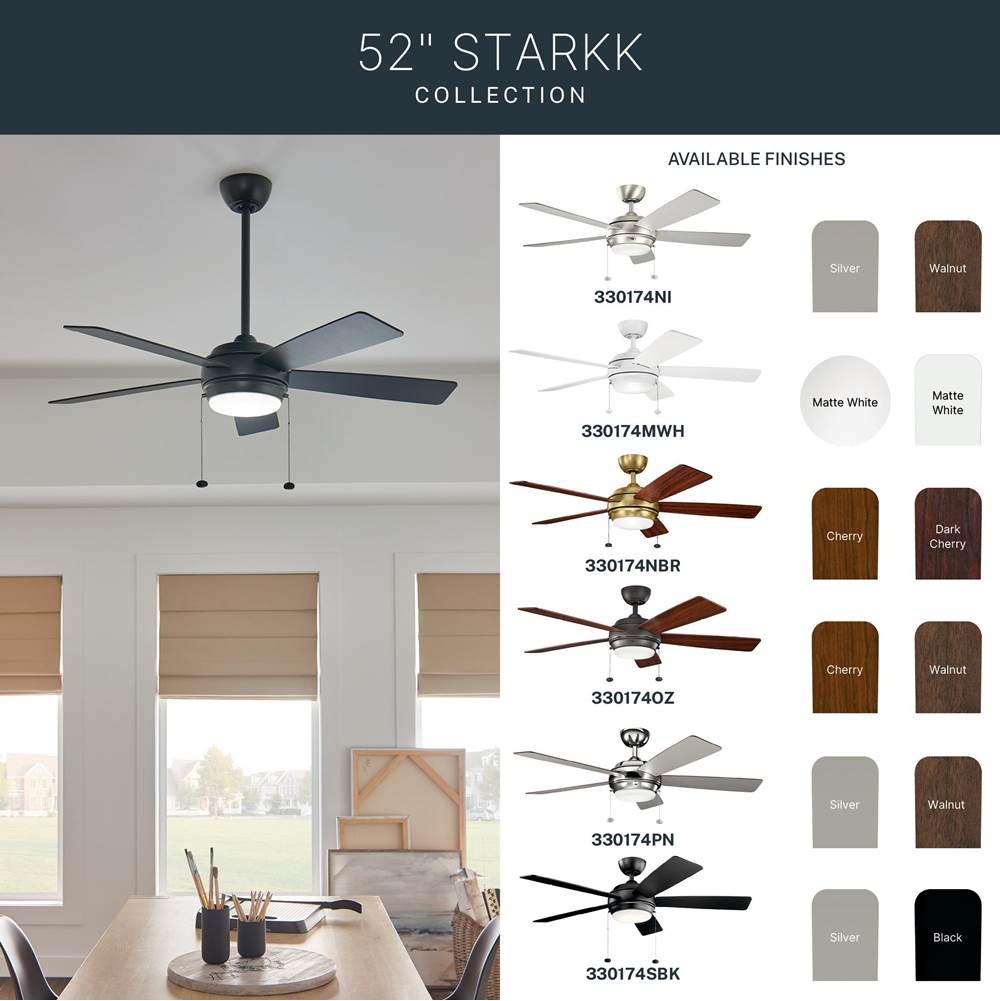 Kichler Lighting 330174NI Brushed Nickel 52 Inch Starkk Fan Led Image 3