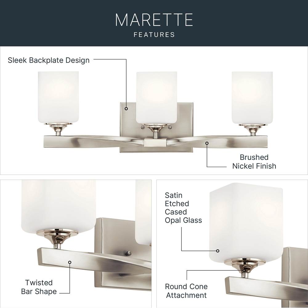 Kichler Lighting 55002NI Brushed Nickel Bath 3lt Image 6