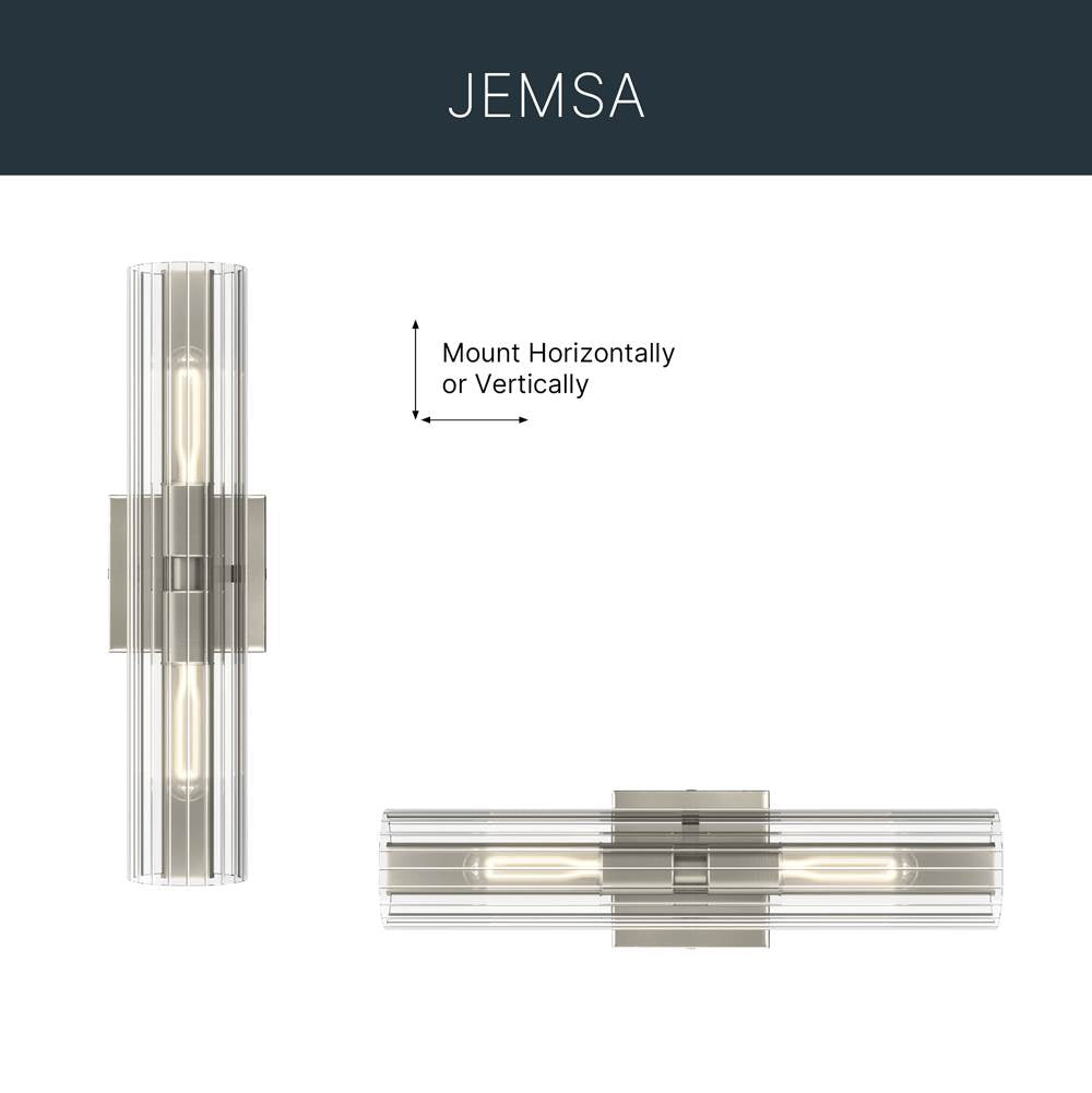 Kichler Lighting 55166NI Brushed Nickel Jemsa 18 Inch 2 Light Wall Sconce With Clear Fluted Glass In Brushed Nickel Image 7