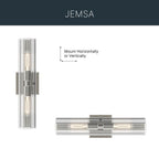 Kichler Lighting 55166PN Polished Nickel Jemsa 18 Inch 2 Light Wall Sconce With Clear Fluted Glass In Polished Nickel Image 7