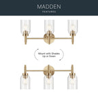 Kichler Lighting 55185CPZ Champagne Bronze Madden 24 Inch 3 Light Vanity With Clear Glass In Champagne Bronze Image 6