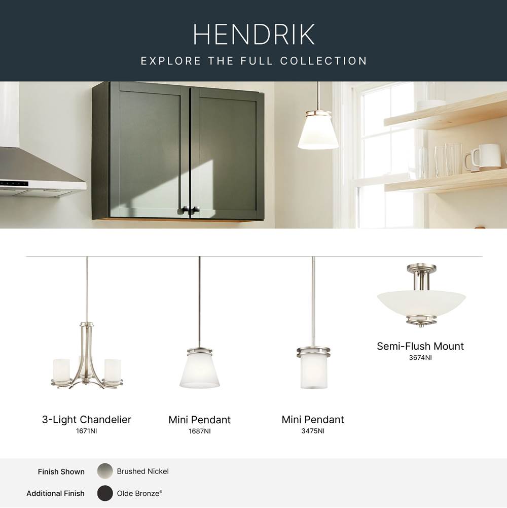 Kichler Lighting 3475NI Brushed Nickel Mini Pendant 1lt Image 3