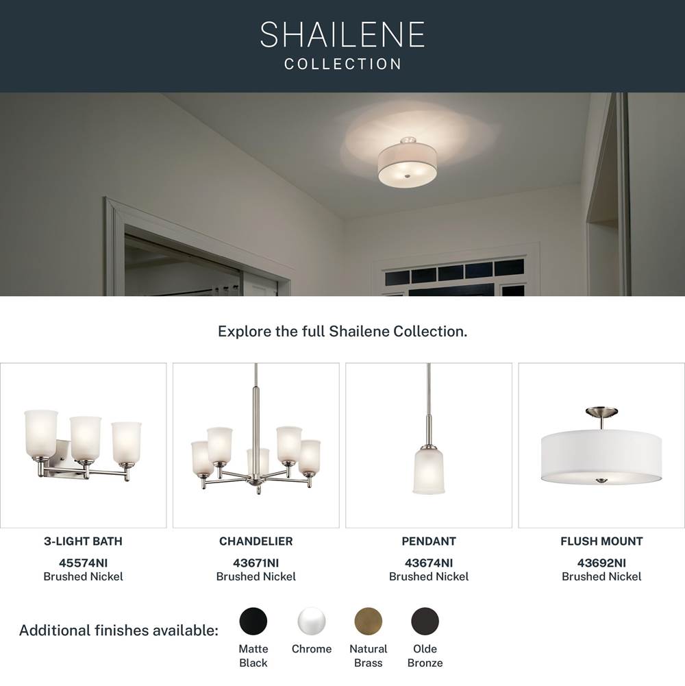 Kichler Lighting 43692NI Brushed Nickel Semi Flush 3lt Image 3