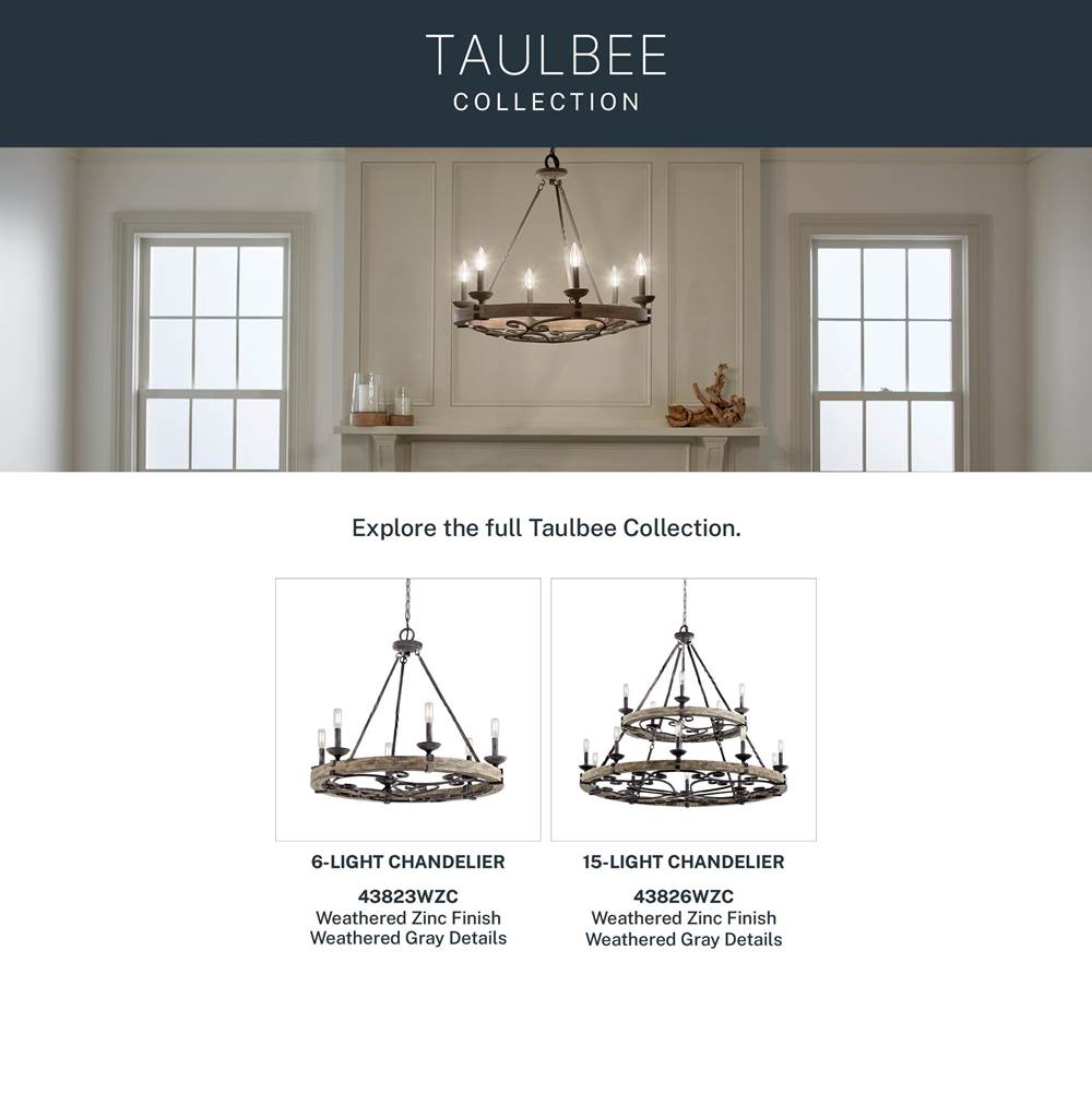 Kichler Lighting 43826WZC Weathered Zinc Chandelier 15lt Image 3