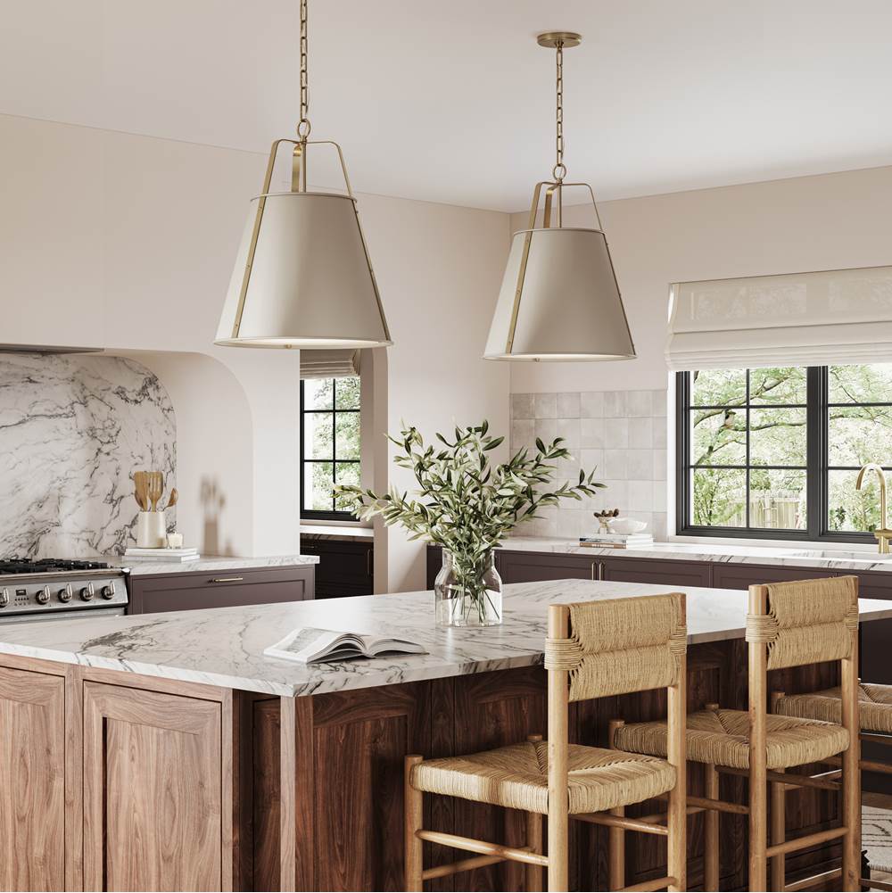 Kichler Lighting 52711GRG Greige Etcher 18 Inch 2 Light Pendant With Satin Etched White Glass Diffuser In Greige And Champagne Bronze Image 4