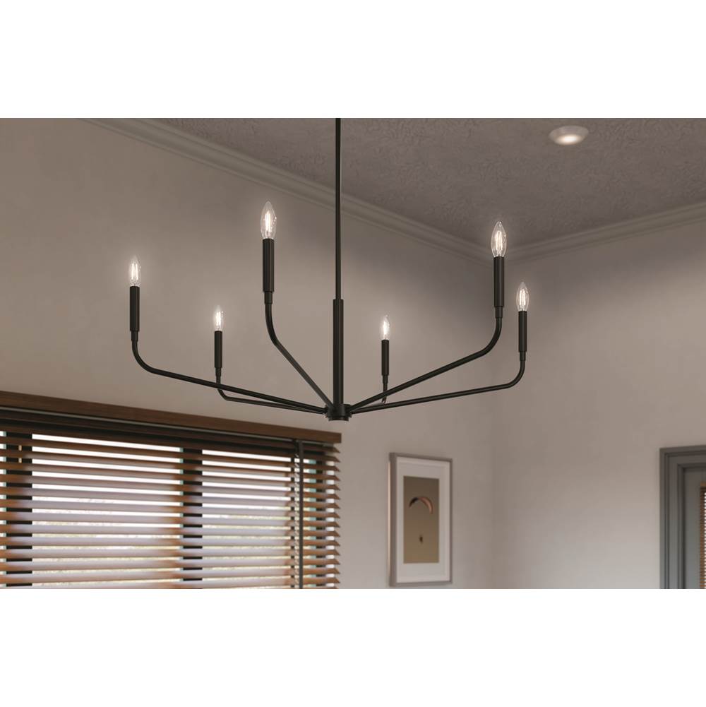 Kichler Lighting 52719BK Black Madden 38 Inch 6 Light Chandelier In Black Image 3