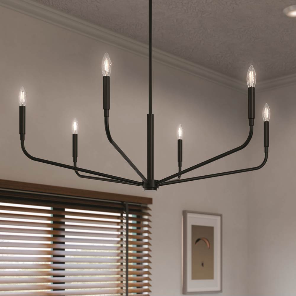 Kichler Lighting 52719BK Black Madden 38 Inch 6 Light Chandelier In Black Image 5