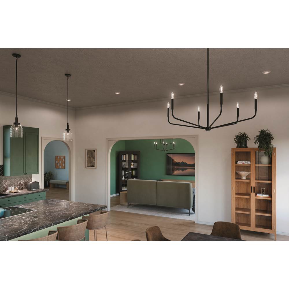 Kichler Lighting 52719BK Black Madden 38 Inch 6 Light Chandelier In Black Image 2