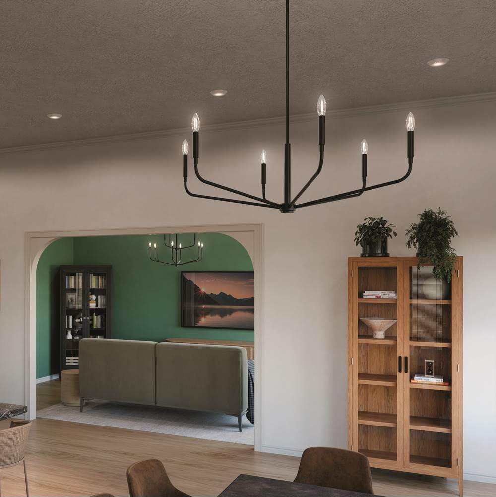 Kichler Lighting 52719BK Black Madden 38 Inch 6 Light Chandelier In Black Image 4