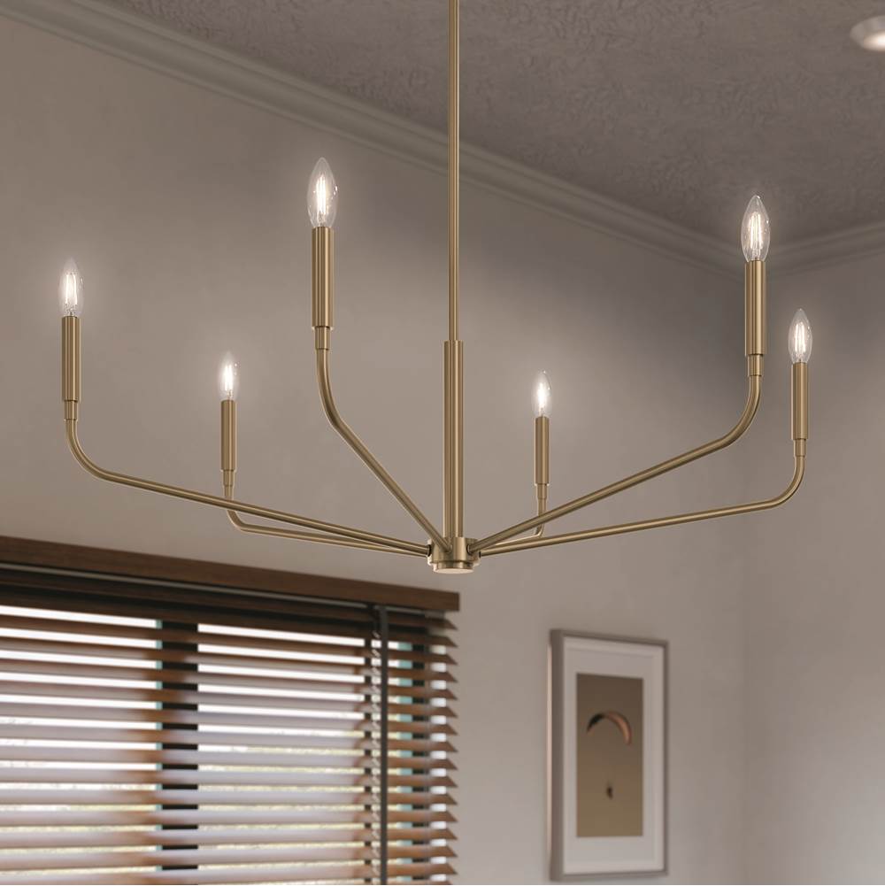 Kichler Lighting 52719CPZ Champagne Bronze Madden 38 Inch 6 Light Chandelier In Champagne Bronze Image 5
