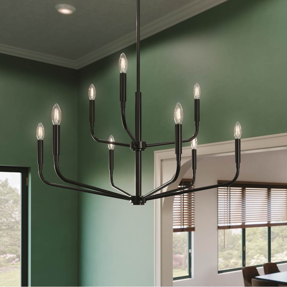 Kichler Lighting 52720BK Black Madden 32 Inch 9 Light 2-tier Chandelier In Black Image 3
