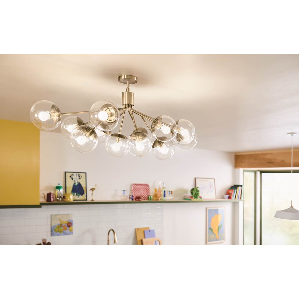 Kichler Lighting 52703CPZCLR Champagne Bronze Silvarious 48 Inch 12 Light Linear Convertible Chandelier With Clear Glass In Champagne Bronze Image 3