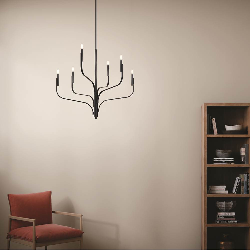 Kichler Lighting 52673BK Black Livadia 36.25 Inch 6 Light Chandelier In Black Image 2
