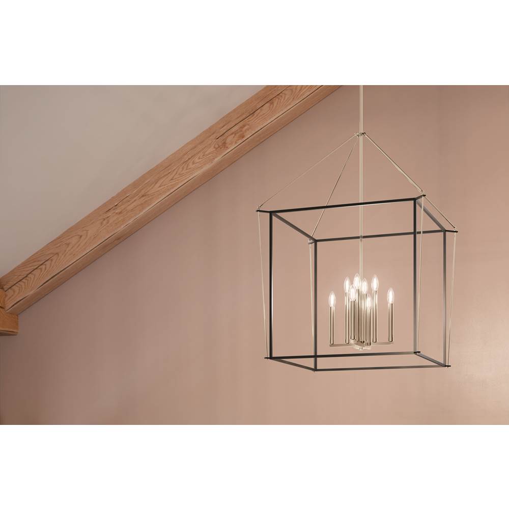 Kichler Lighting 52628PN Polished Nickel Eisley 40.25 Inch 8 Light Foyer Pendant In Polished Nickel And Black Image 2