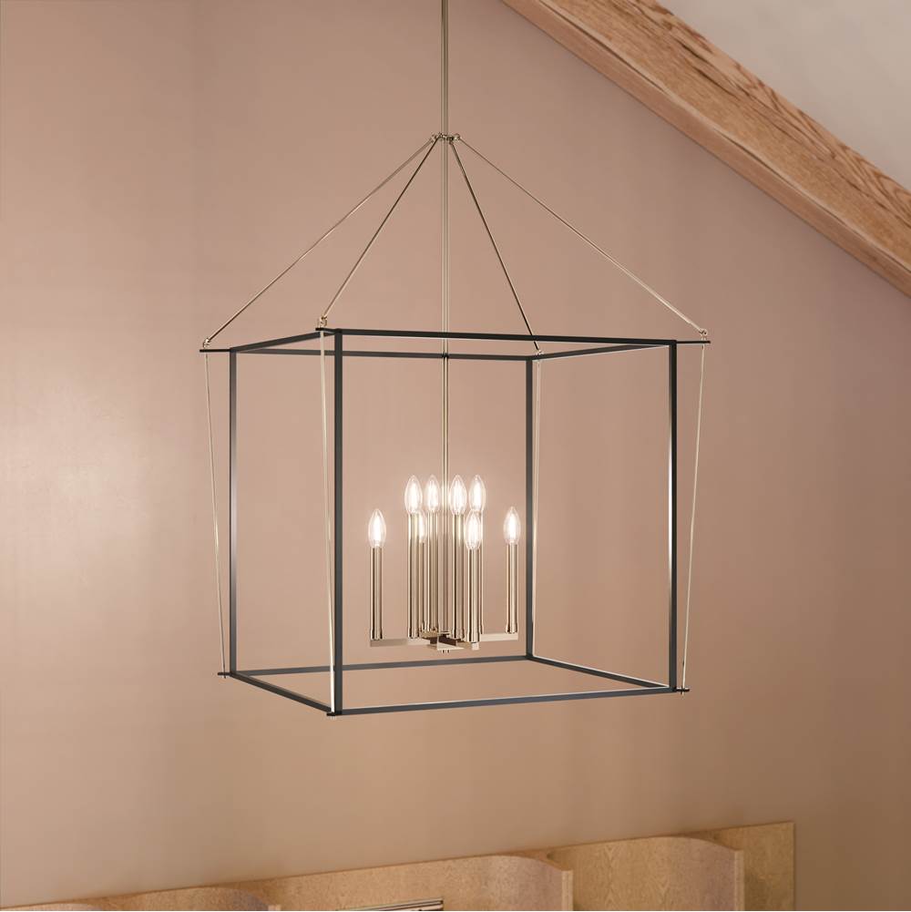 Kichler Lighting 52628PN Polished Nickel Eisley 40.25 Inch 8 Light Foyer Pendant In Polished Nickel And Black Image 5