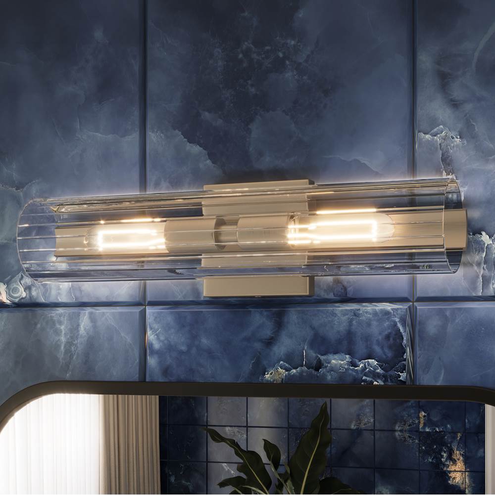 Kichler Lighting Jemsa 18 Inch 2 Light Wall Sconce With Clear Fluted Glass In Black