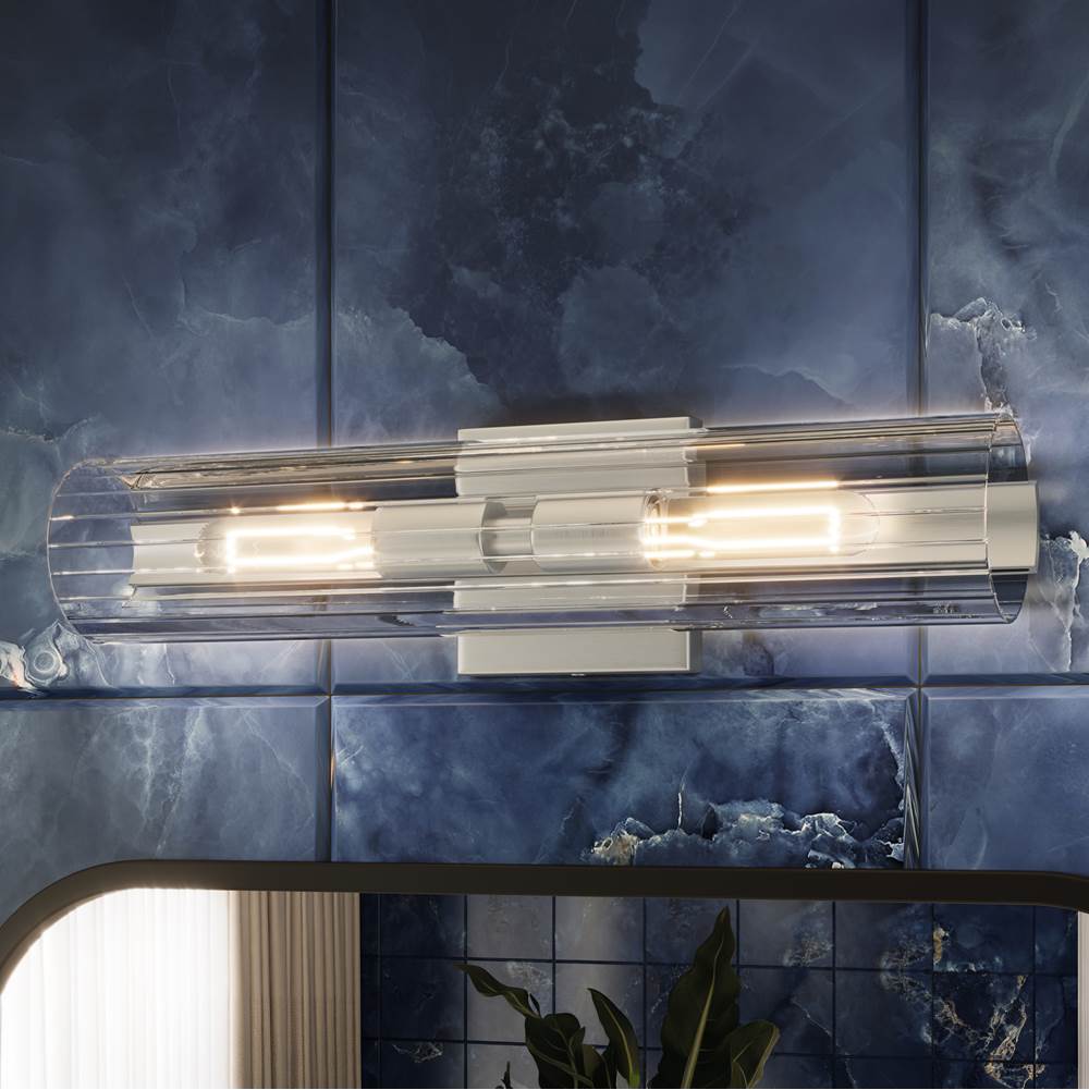 Kichler Lighting Jemsa 18 Inch 2 Light Wall Sconce With Clear Fluted Glass In Black
