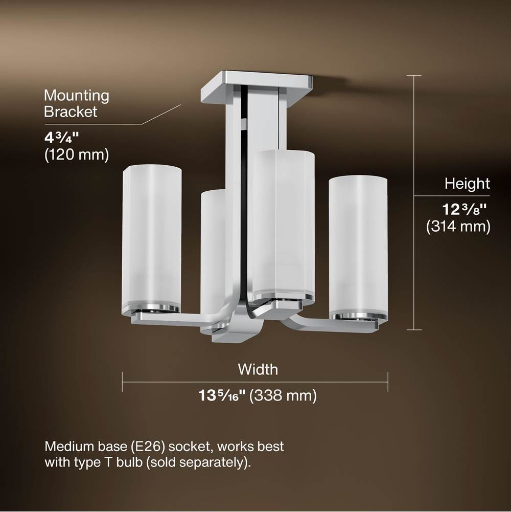Kohler K-35116-FM04-CPL Polished Chrome Parallel 13-5/16'' Flush-mount Image 5
